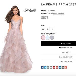 La Femme 27579 Ballgown Dress in Dusty Mauve (Size 2)